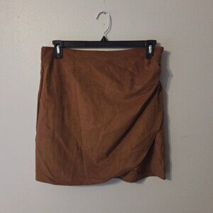 Large Abercrombie & Fitch Vegan Suede Brown Skirt NWT
